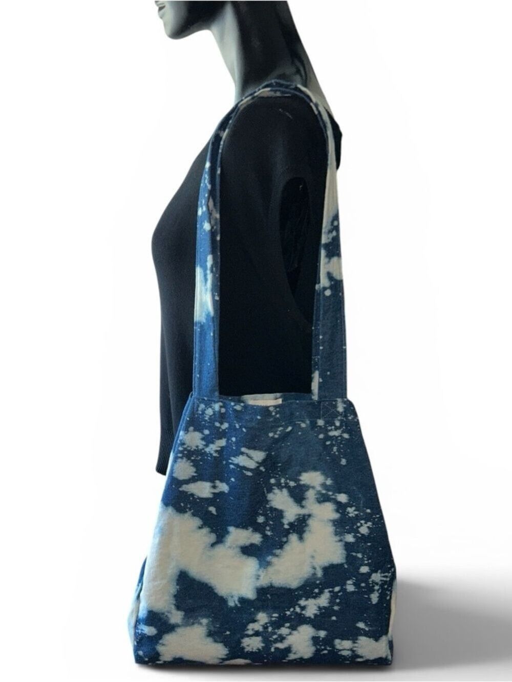 Morgan Nicole Blue and White Tie Dye Upcycled Large Tote Bag